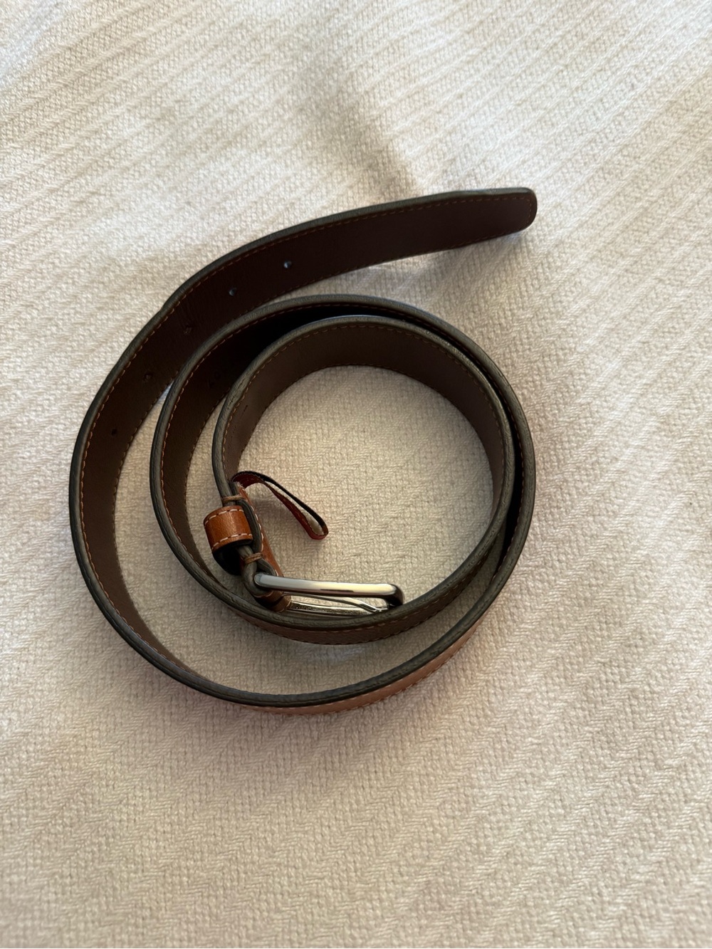 Cole Haan Brown Leather Men's Belt with Silver Buckle
